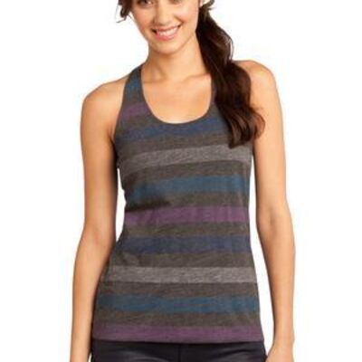 Juniors Reverse Striped Scrunched Back Tank Thumbnail
