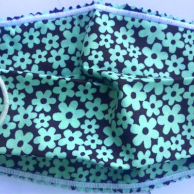 FACEMASK - NON-MEDICAL HOMEMADE MASK - BLUE FLOWERS Thumbnail