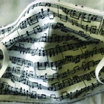 FACEMASK - NON-MEDICAL HOMEMADE MASK - MUSIC NOTES ON STAFF Thumbnail